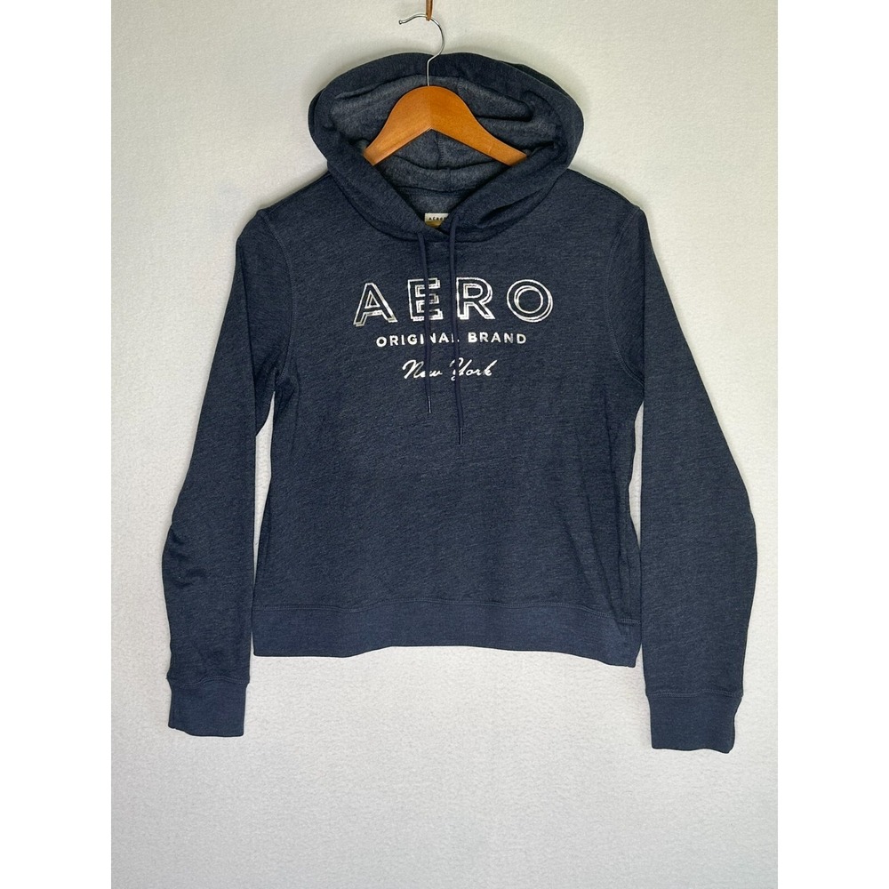 Aeropostale Navy Hooded Pullover Sweatshirt Womens Small Blue Aero Hoodie